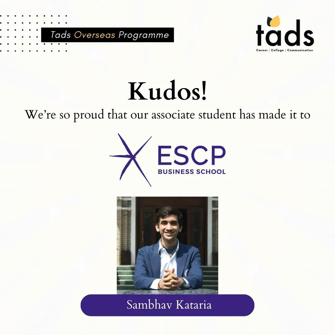 Sambhav admitted to ESCP Business school