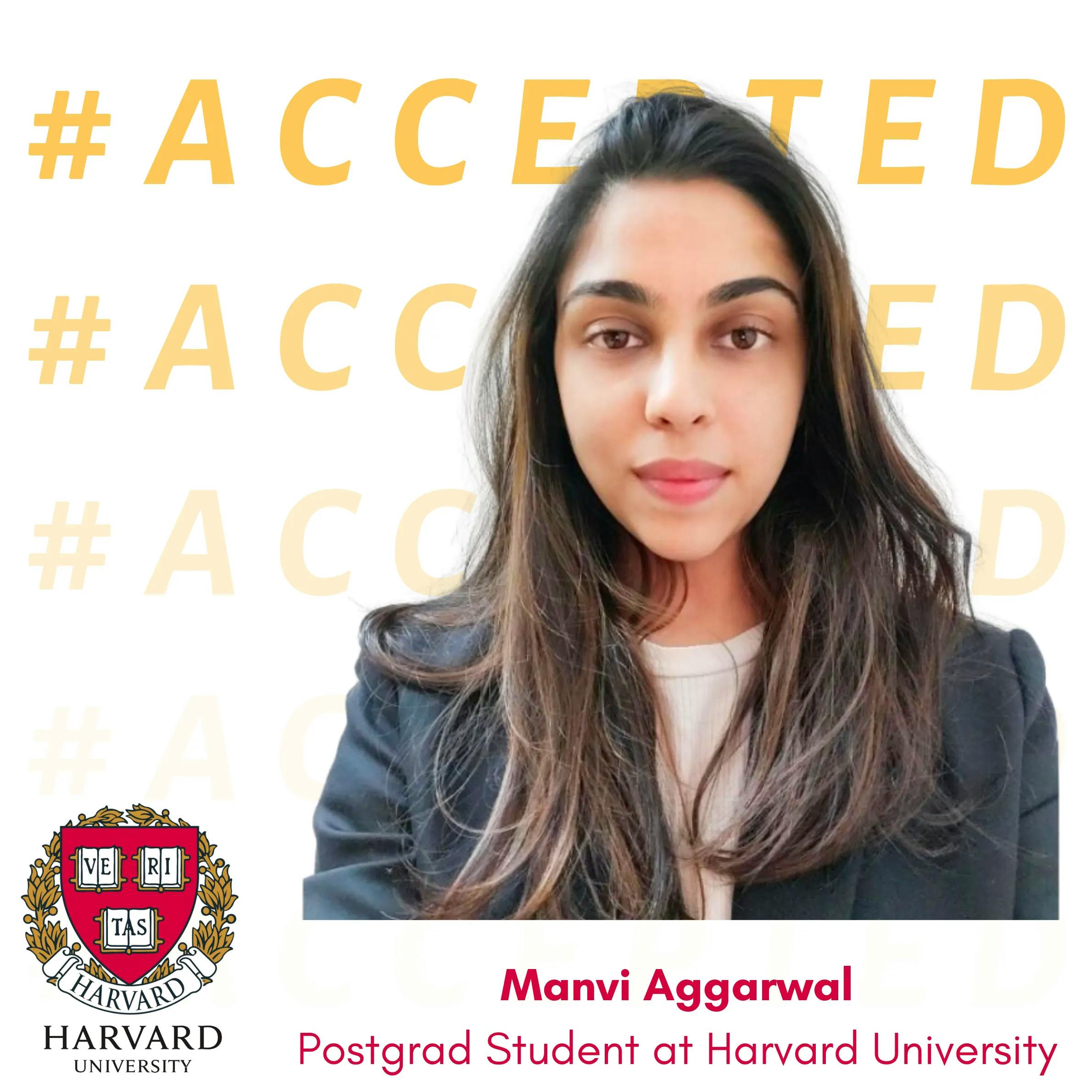 Manvi Aggarwal admitted to Harvard University